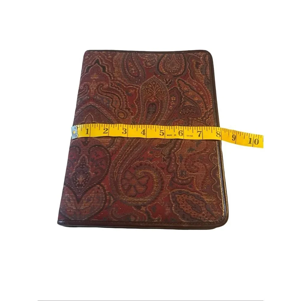 Vintage Franklin Quest Co. Brown Red Leather Paisley Tapestry Day Planner OS